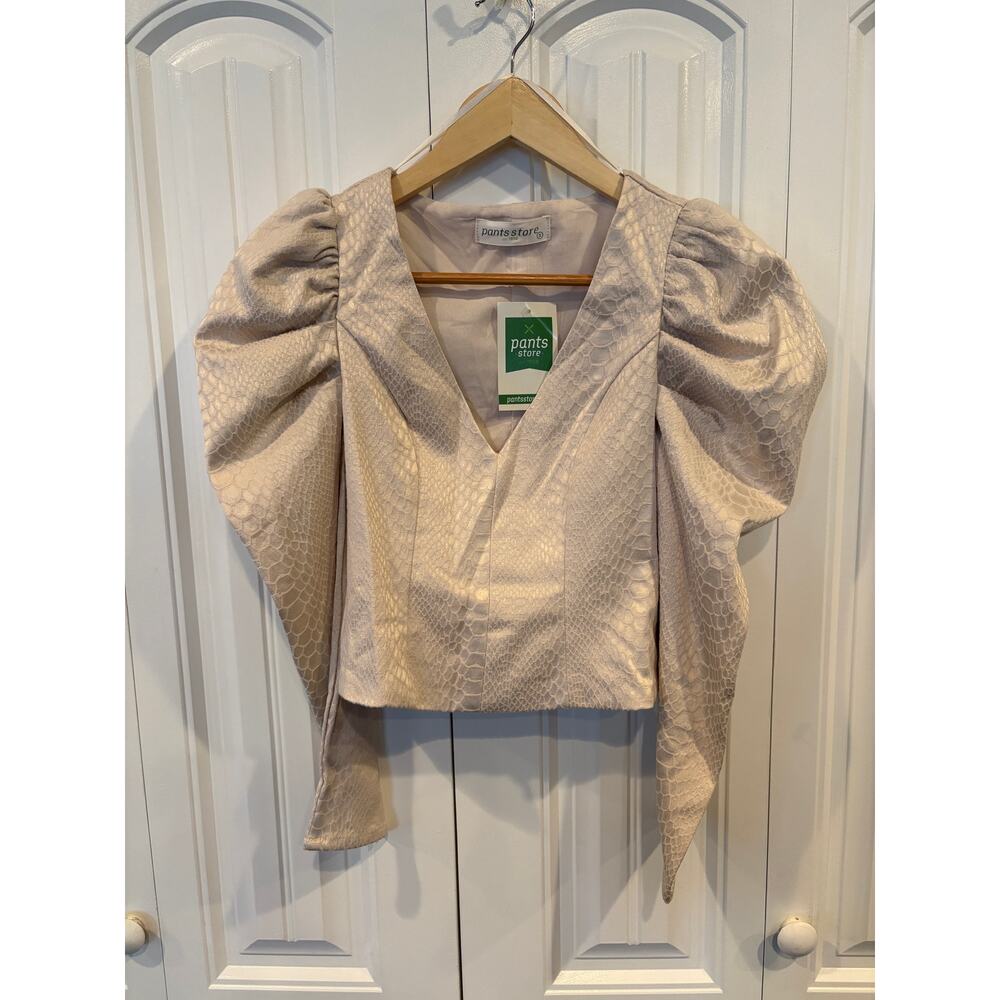 Pants Store Snakeskin Print Ruched Sleeve Blouse Size Small